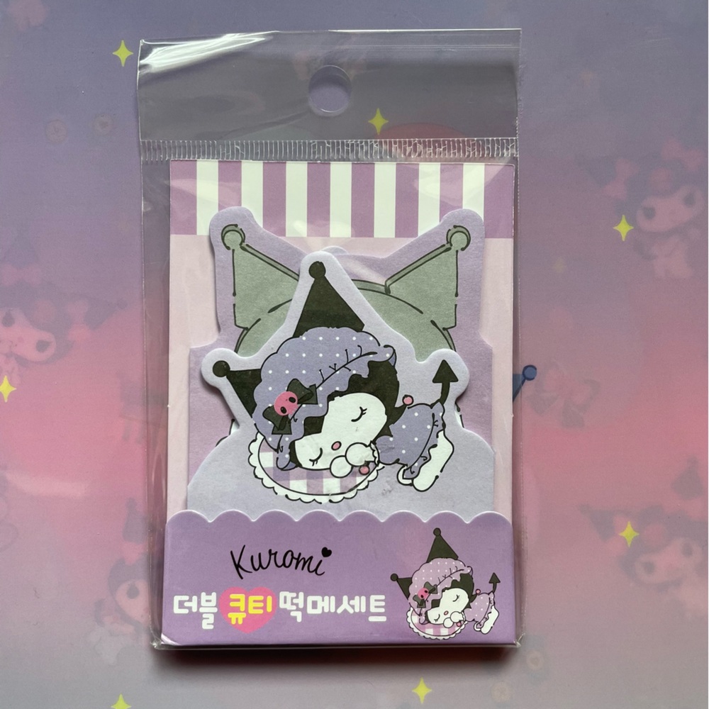 Kuromi Sticky Notes - Sanrio Memo Pad - Set of 2 Cute Kawaii Stationery